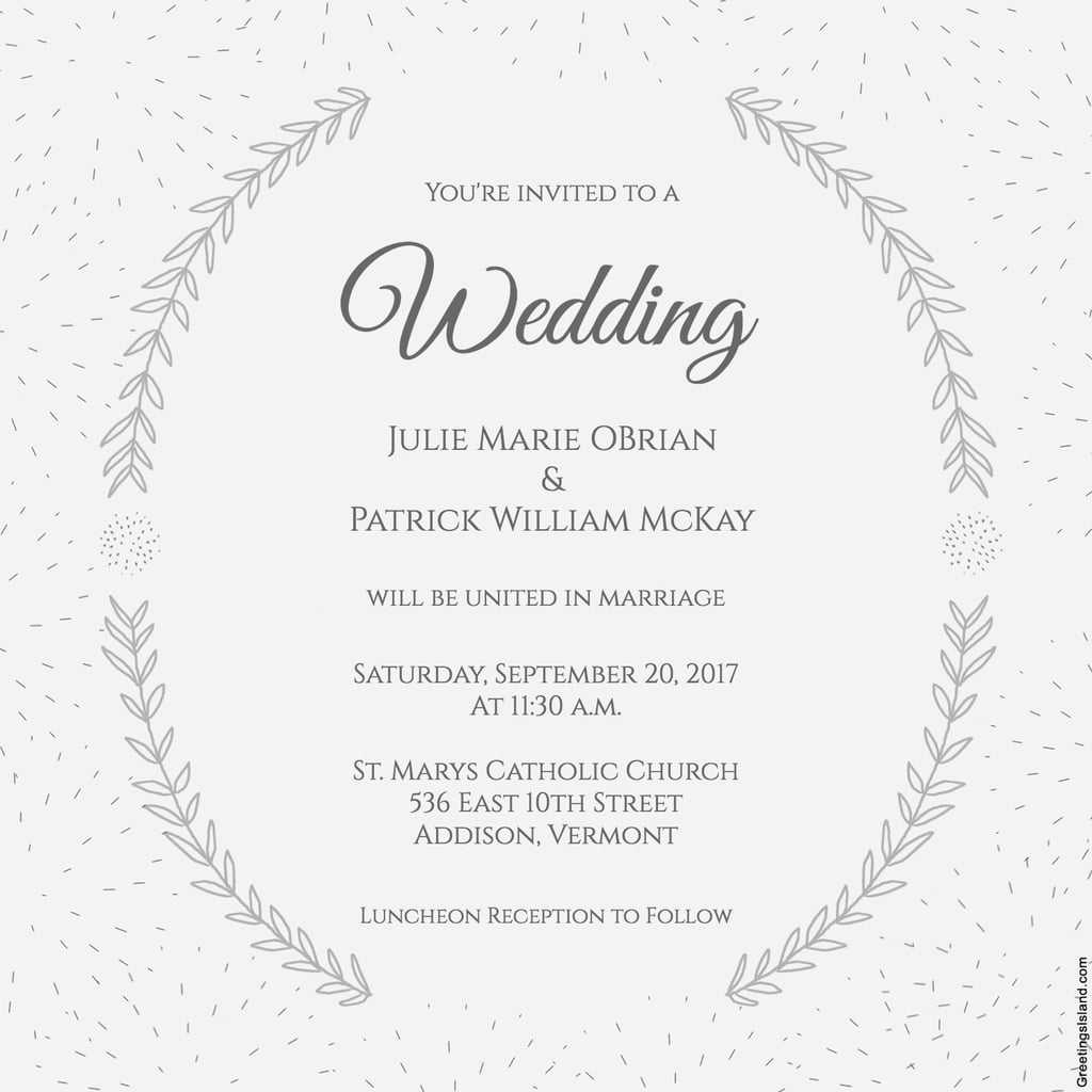 Stylized Laurels Wedding Invitation | Free Printable Wedding | Free Printable Wedding Cards