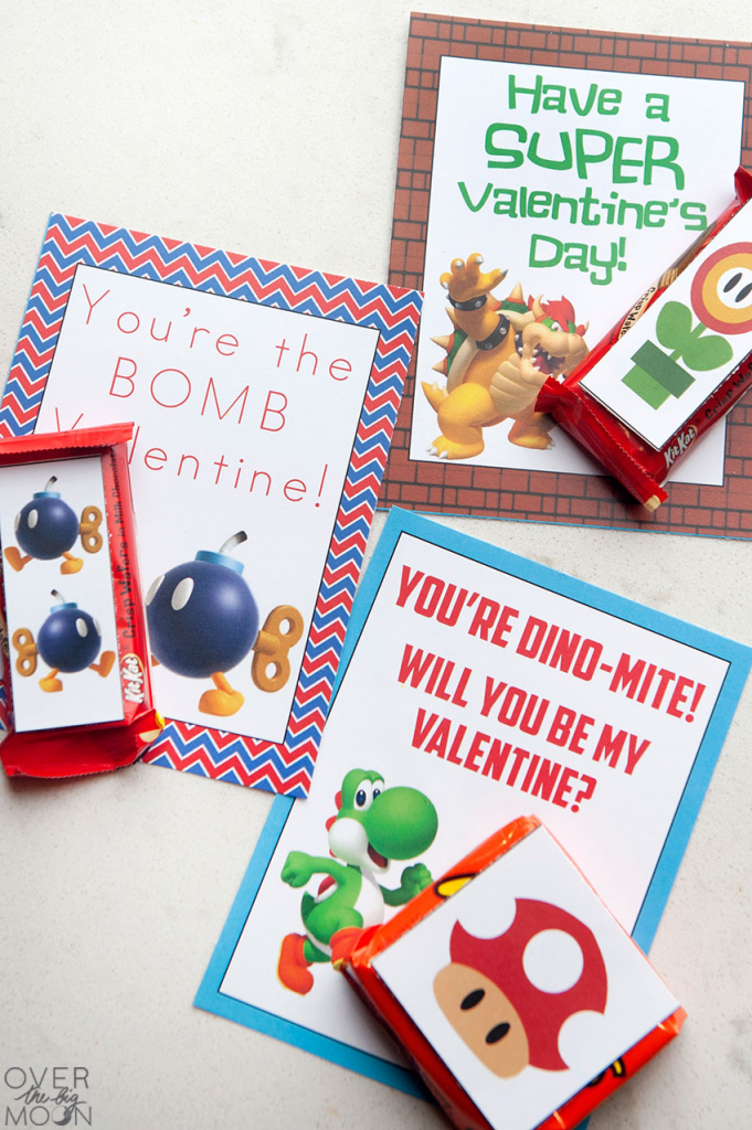 Super Mario Printable Valentines - Over The Big Moon | Printable Mario Valentines Cards