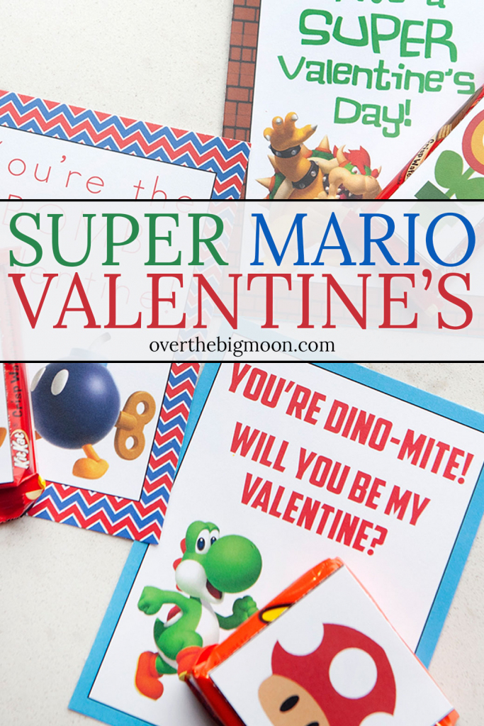 Super Mario Printable Valentines - Over The Big Moon | Printable Mario Valentines Cards