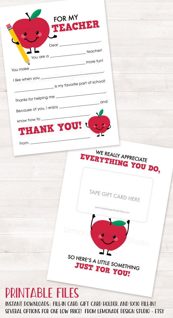 Teacher Appreciation Gift Printable Teacher Thank You Card End Of | Printable National Teacher Appreciation Week Cards