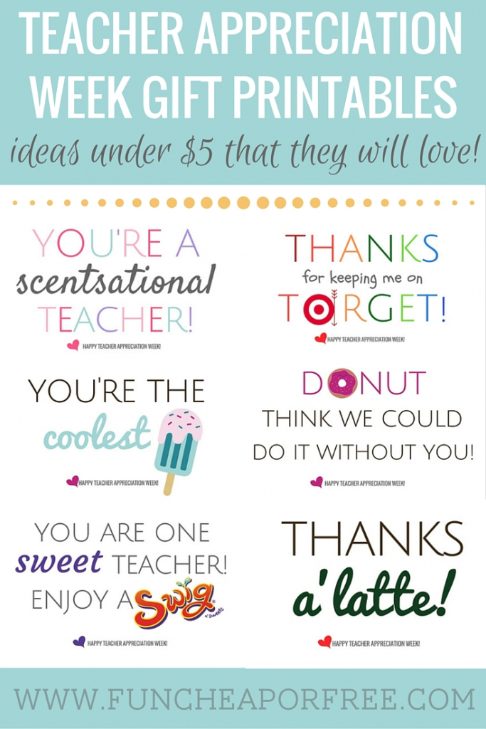 Teacher Appreciation Printables - Gifts Under $5! - Fun Cheap Or Free | Free Printable Teacher Appreciation Cards