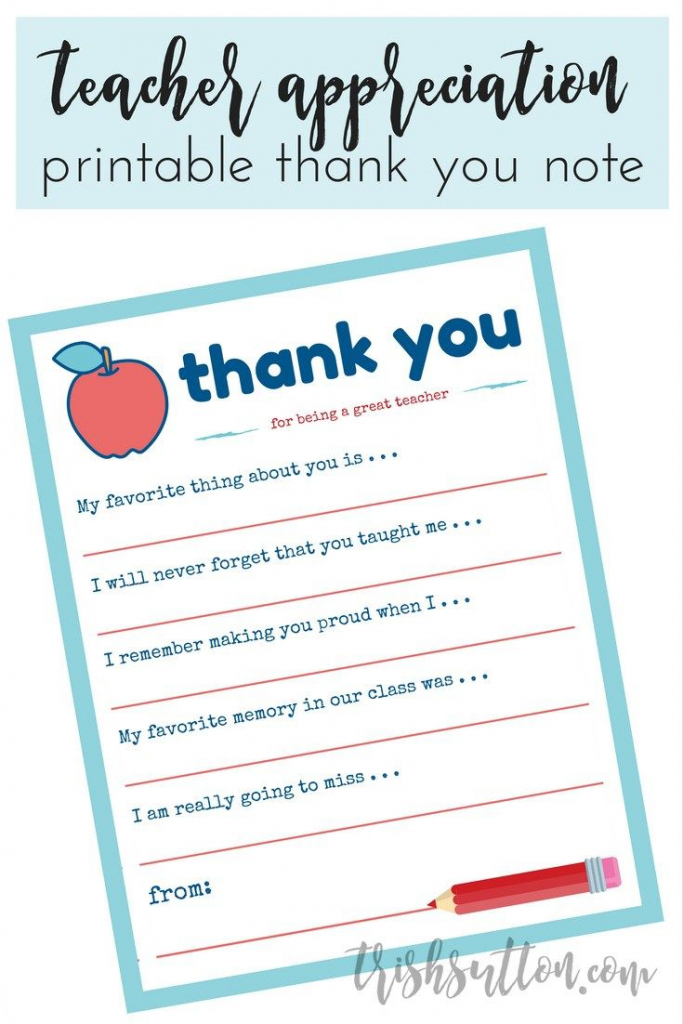 Teacher Appreciation Week Printable Thank You Note | Teacher Gift | Printable National Teacher Appreciation Week Cards