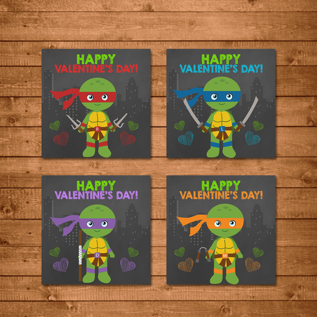 Teenage Mutant Ninja Turtles Valentine&amp;#039;s Day Cards Ninja | Etsy | Teenage Mutant Ninja Turtles Printable Valentines Day Cards