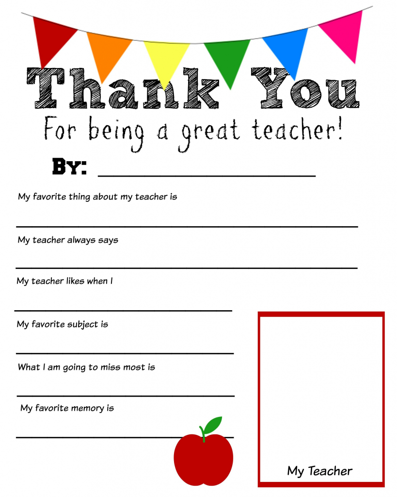Thank You Teacher Free Printable | School Days | Teacher | Printable Thank You Cards For Teachers