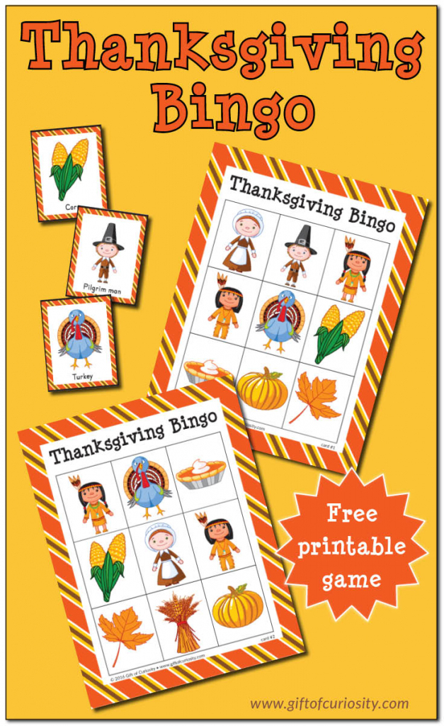 Thanksgiving Bingo {Free Printable} - Gift Of Curiosity | Turkey Bingo Cards Printable