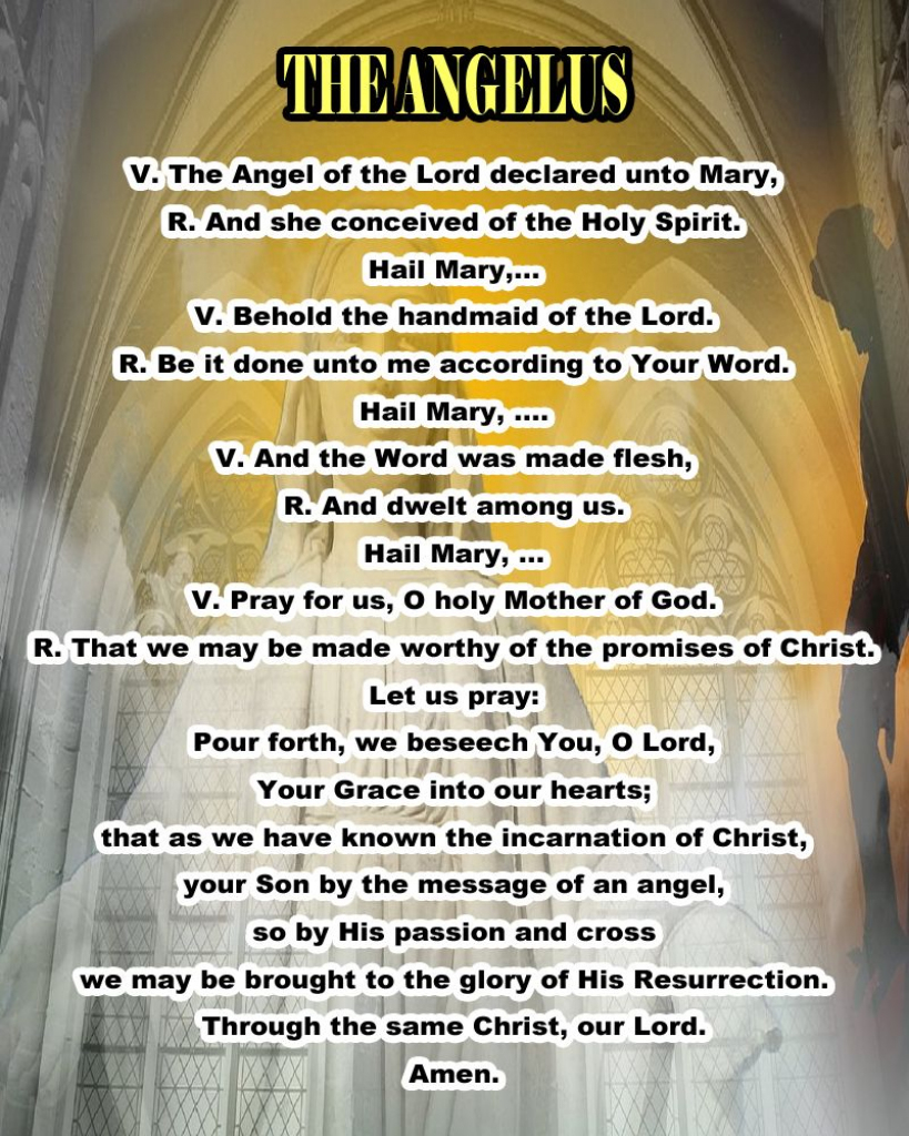 The Angelus - Prayer | Christian Song Lyrics | Christian | Prayers | Angelus Prayer Card Printable