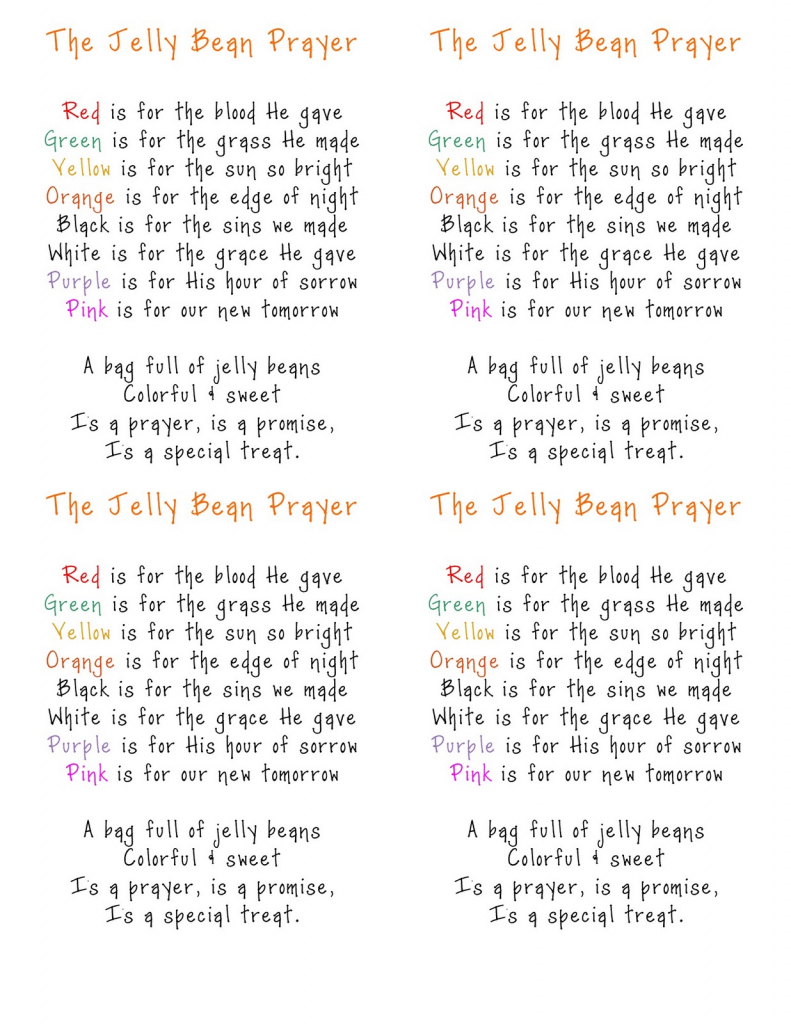 Free Printable Jelly Bean Prayer