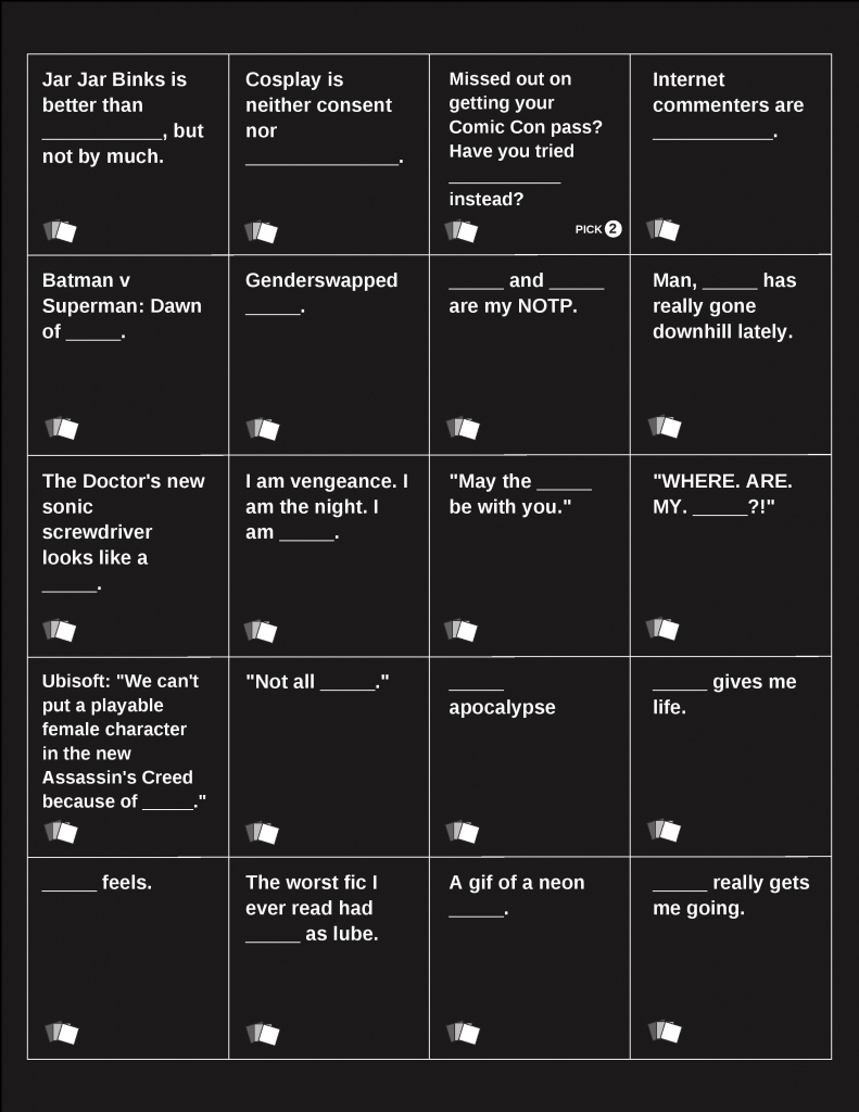 The Mary Sue Cards Against Humanity | The Mary Sue | Cards Against Humanity Printable