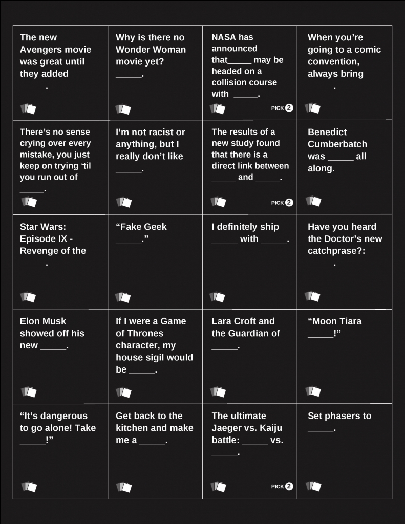 The Mary Sue&amp;#039;s Cards Against Humanity: Play If You Dare | Cool Stuff | Cards Against Humanity Printable