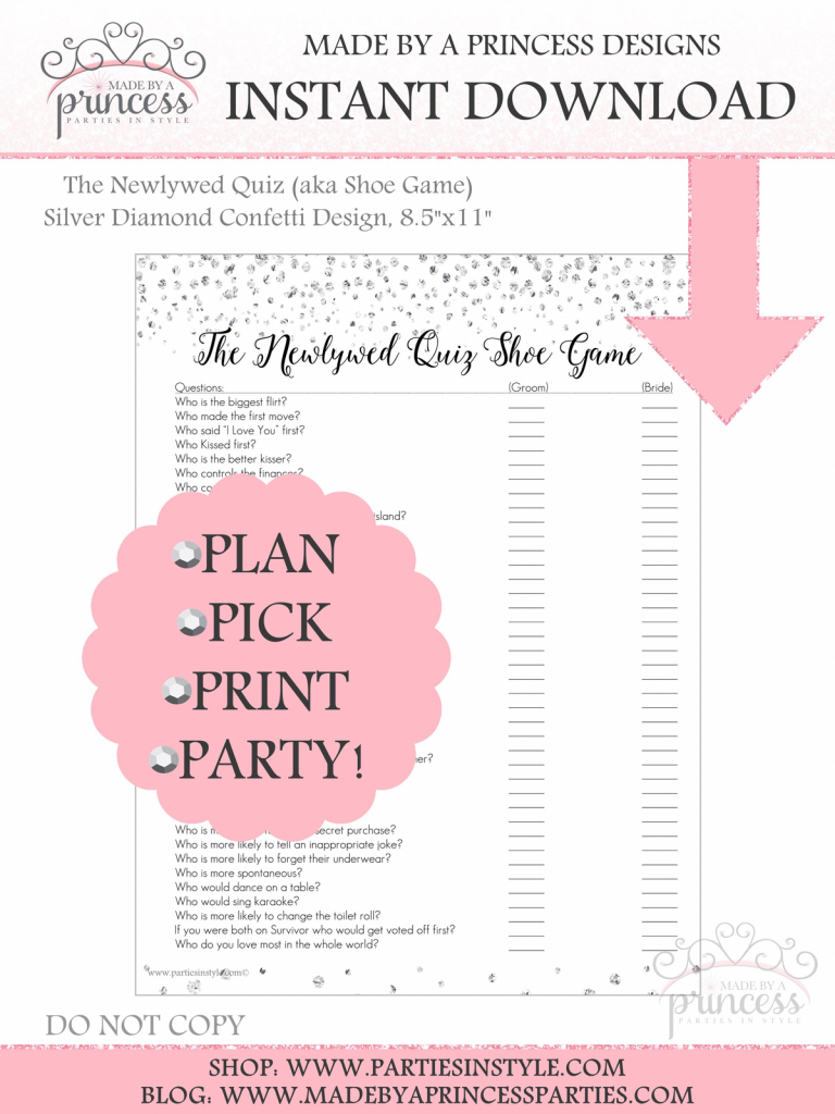 The Newlywed Game Aka Shoe Game Bridal Shower Game Wedding | Printable Newlywed Game Cards