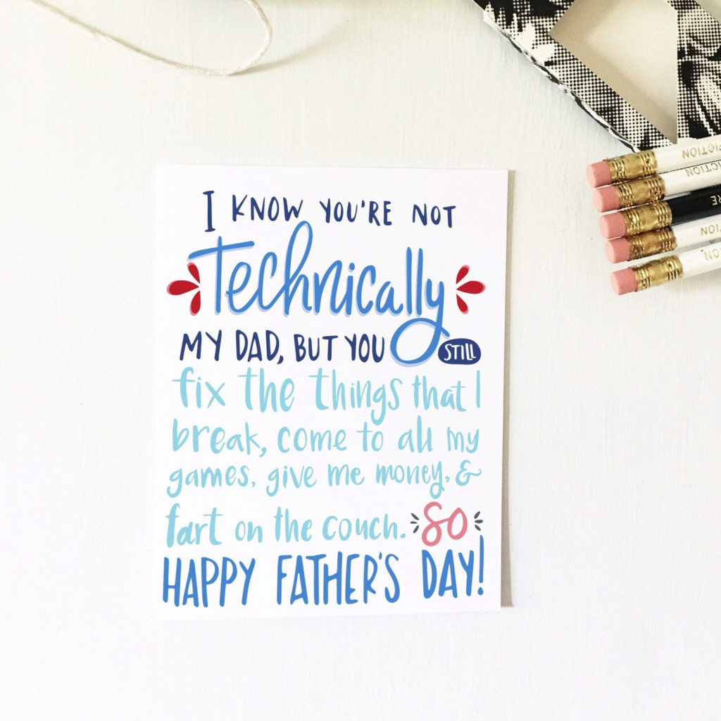 The Perfect Father&amp;#039;s Day Card For Your Stepdad, Grandpa, Adopted Dad | Printable Step Dad Fathers Day Cards