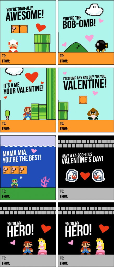 These Super Mario Valentines Printables Are Guarenteed To Be The | Printable Mario Valentines Cards