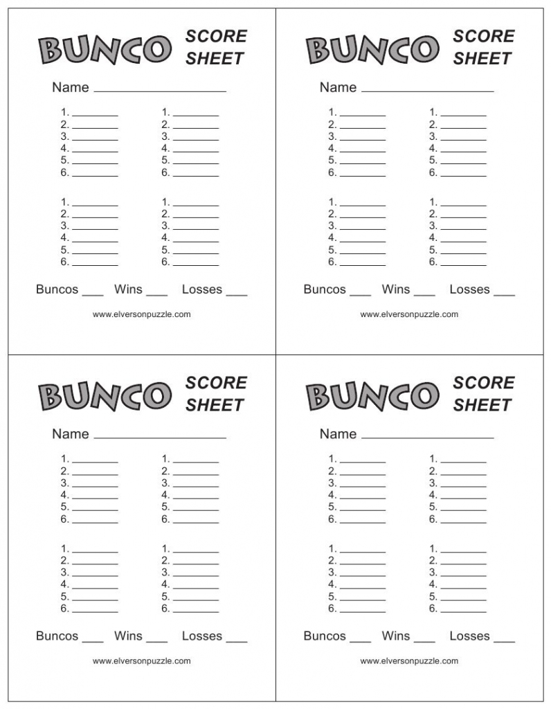 Bunco Table Cards Free Printable