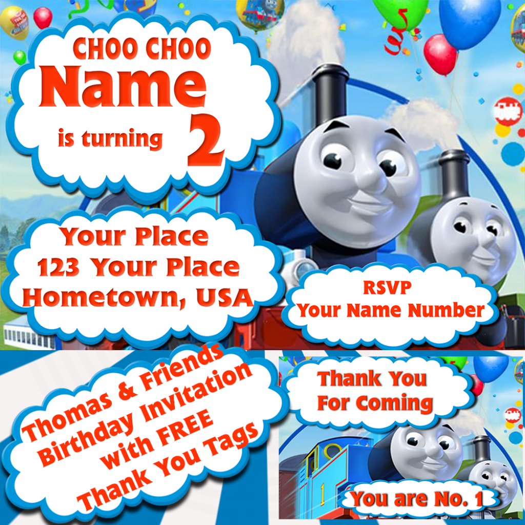 Thomas &amp;amp; Friends - Kids Birthday Invitation With Free Thank You Tags | Thomas Thank You Cards Printable