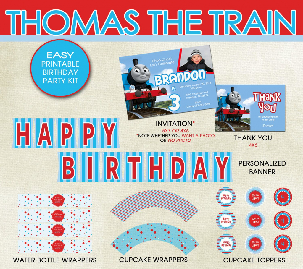 Thomas The Train Birthday Party Printable Kit - Invitation, Thank | Thomas Thank You Cards Printable