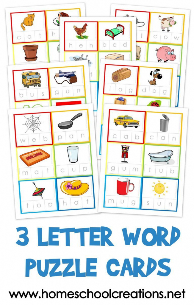 Printable Preschool Three Letter Words With Photos And Flash Cards To 18A