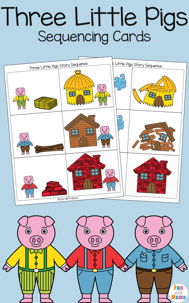 Three Little Pigs Sequencing Cards - Fun With Mama | Printable Sequencing Cards For First Grade