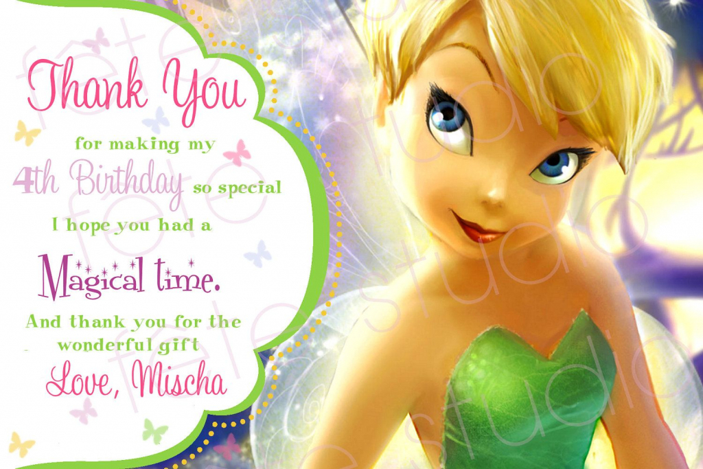 Tinkerbell Pixie Hollow Thank You Card. $8.00, Via Etsy. | Fairy | Printable Tinkerbell Thank You Cards