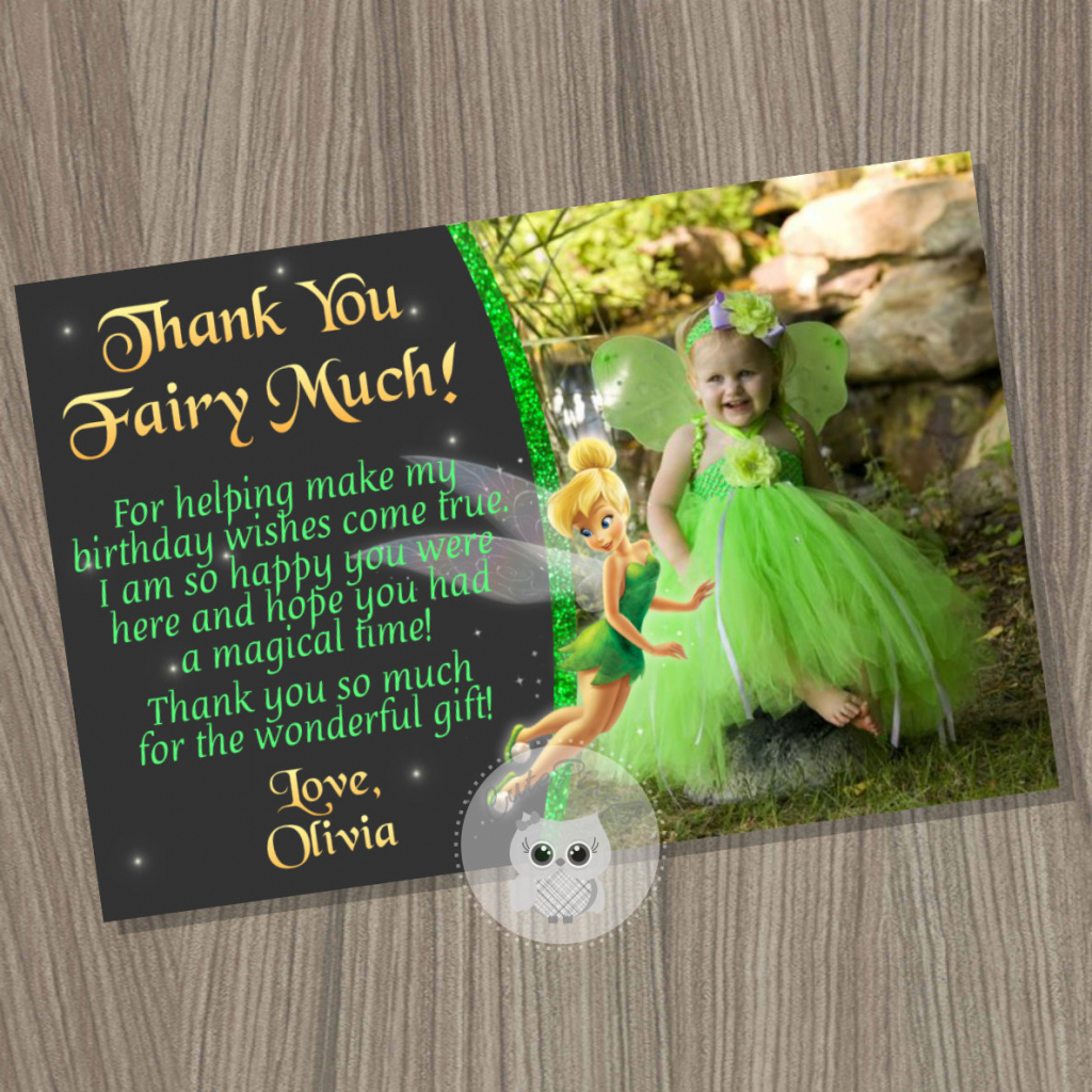 Tinkerbell Thank You Card Fairy Thank You Card Tinkerbell | Etsy | Printable Tinkerbell Thank You Cards