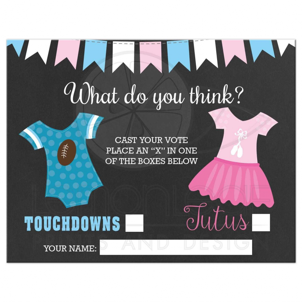 Touchdowns Or Tutus Gender Reveal Baby Shower Voting Ballot | Baby | Printable Gender Reveal Voting Cards