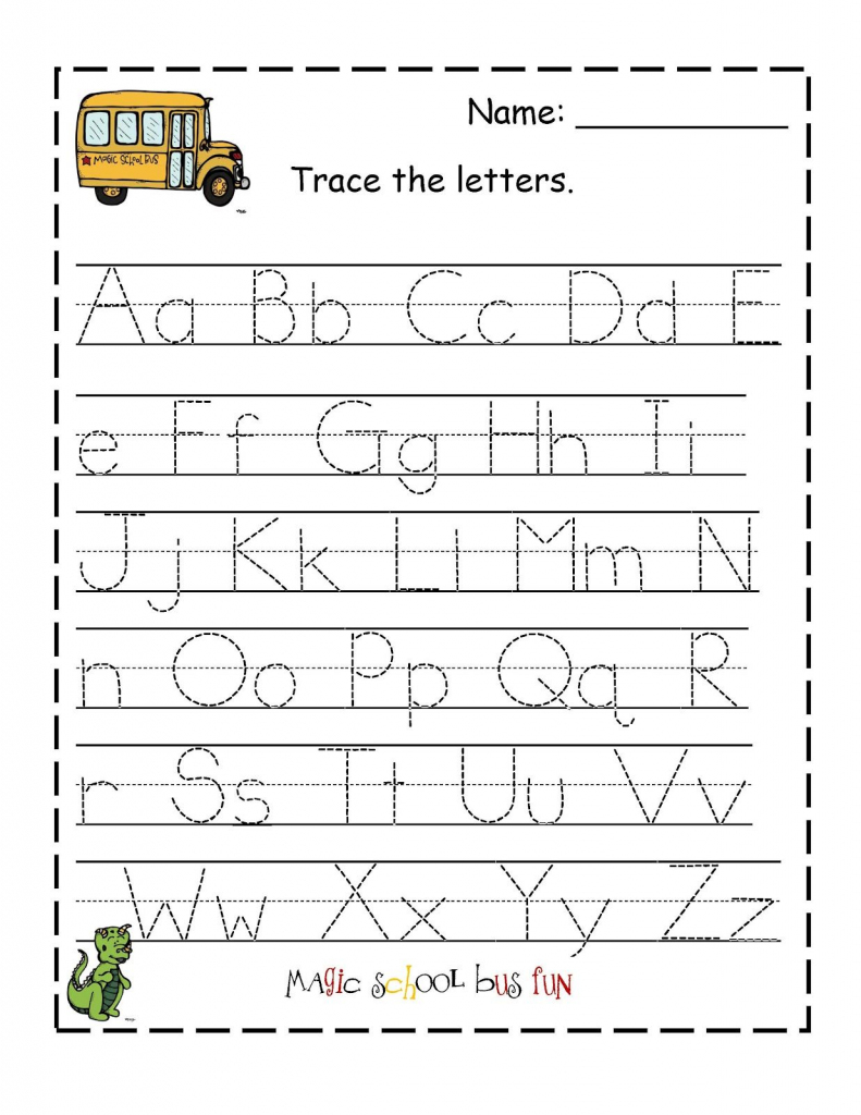 Tracing Cards Alphabet | Preschool Printables: Magic School Bus | Printable Alphabet Tracing Cards