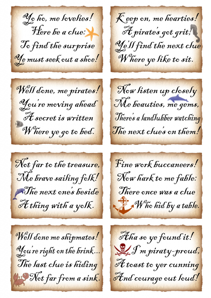 Two Treasure Hunts – Pirates And Mermaids | Rooftop Post Printables | Treasure Hunt Printable Clue Cards