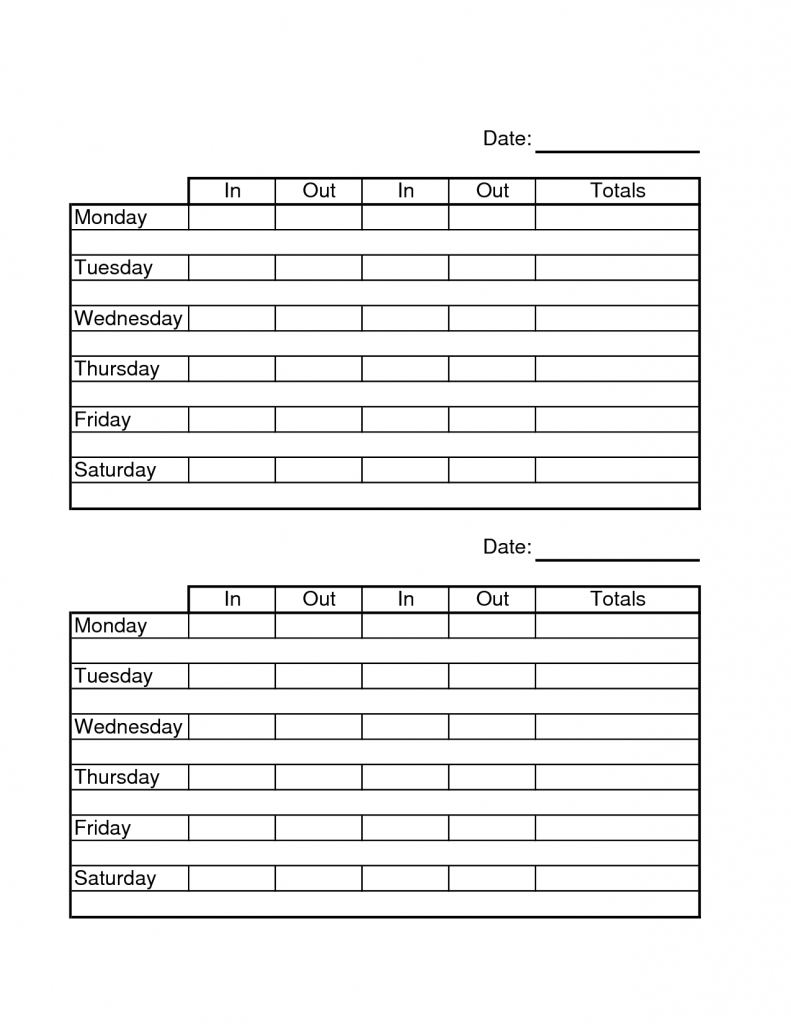 Two Week Time Sheets | Employee Time Sheets | Chiropractic Office | Employee Time Card Template Printable