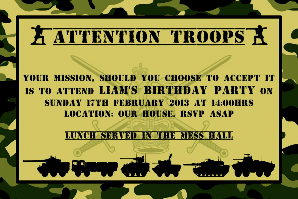 Unique Army Birthday Invitations Free Printable Party Awesome | Army Birthday Cards Printable