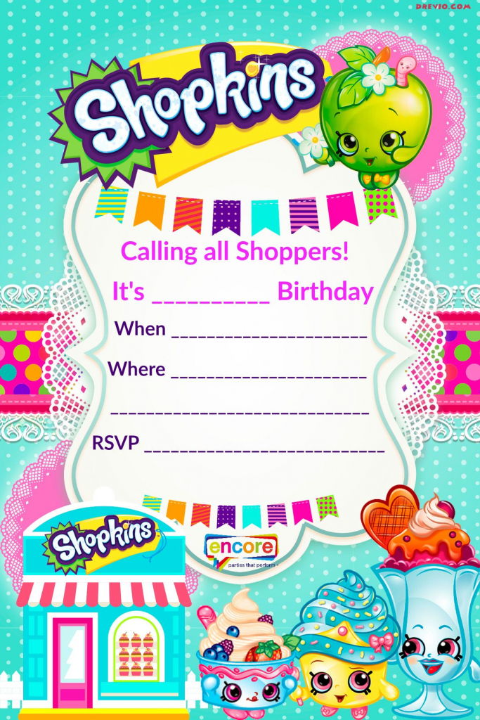 Updated - Free Printable Shopkins Birthday Invitation | Event | Free Printable Shopkins Thank You Cards