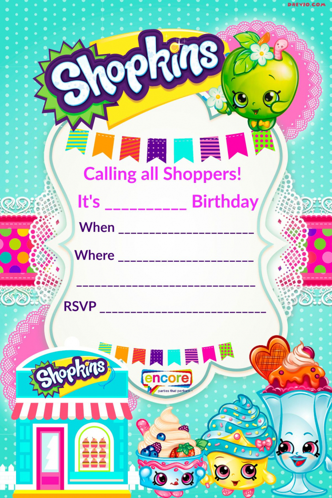 Updated - Free Printable Shopkins Birthday Invitation | Event | Printable Shopkins Birthday Card