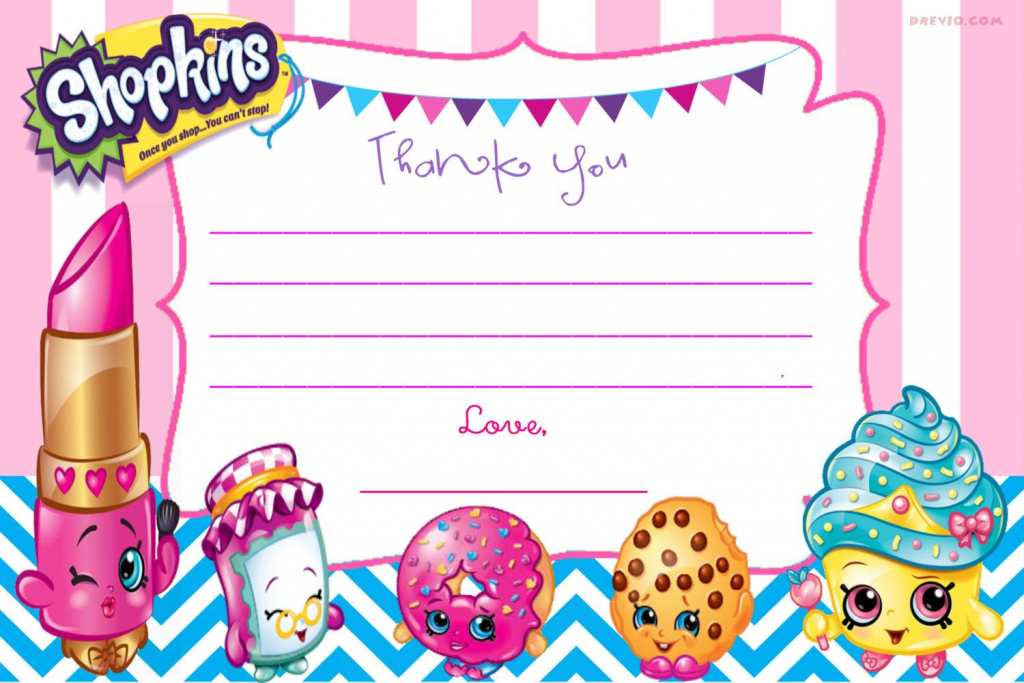 Updated - Free Printable Shopkins Birthday Invitation | Free | Free Printable Shopkins Thank You Cards