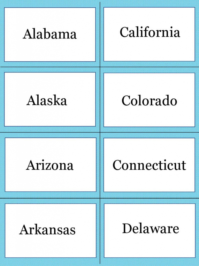 States And Capitals Flash Cards Printable Printable Card Free