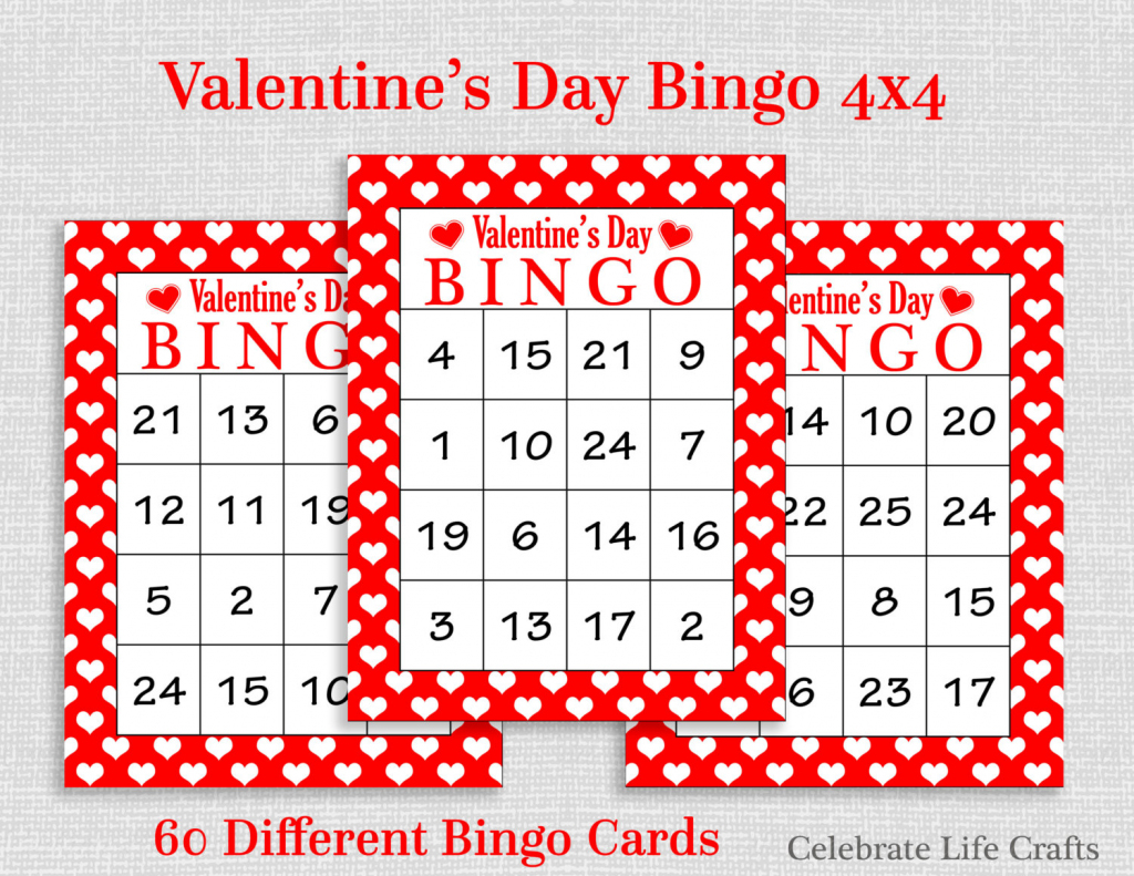 Valentine Bingo Game 60 Printable Valentine&amp;#039;s Bingo | Etsy | Printable Bingo Cards 1 75