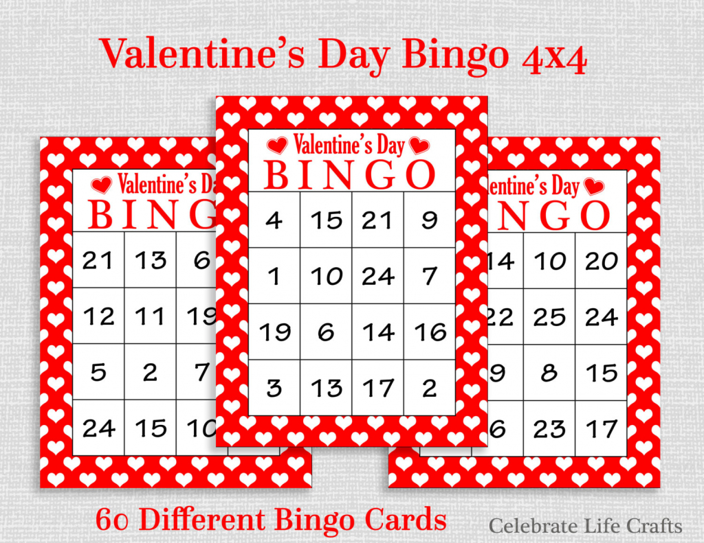 Valentine Bingo Game 60 Printable Valentine&amp;#039;s Bingo | Etsy | Printable Valentine Bingo Cards With Numbers