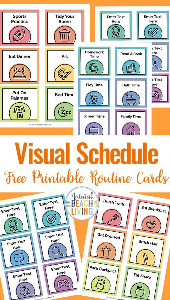 Visual Schedule - Free Printable Routine Cards - Natural Beach Living | Free Printable Picture Schedule Cards