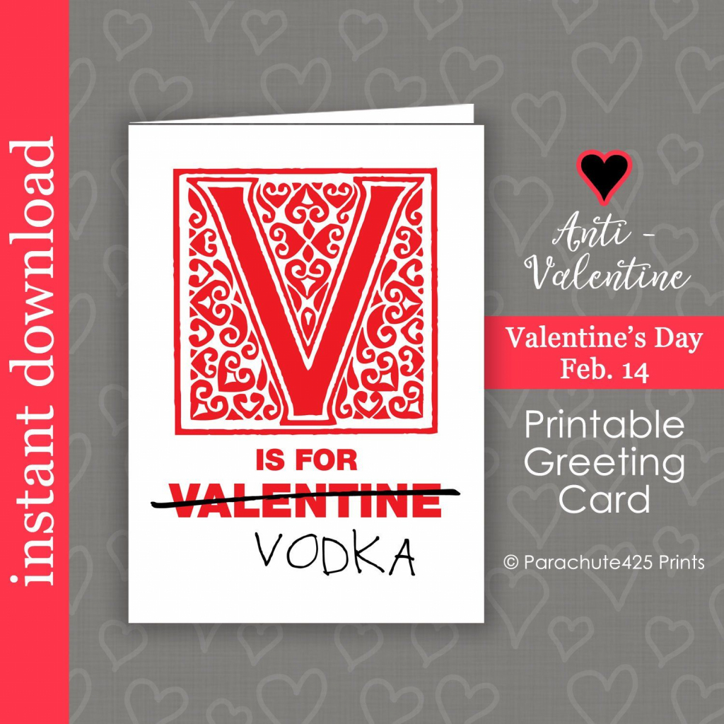 Vodka Printable Valentine Card, Anti Valentine Card, Funny Friend | Etsy Printable Valentines Cards