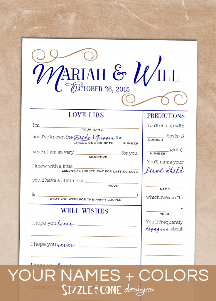 Wedding Mad Lib Guest Book Alternative Printable #216 In 2019 | [The | Printable Newlywed Game Cards