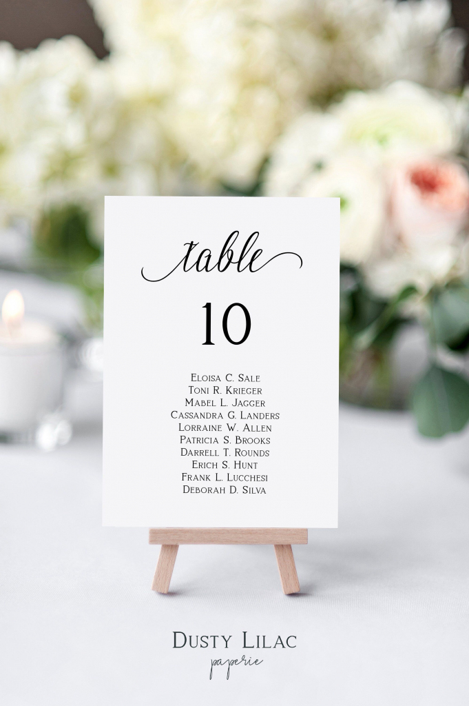 Wedding Table Number Seating Chart Cards Template, Editable Modern | Printable Wedding Seating Cards