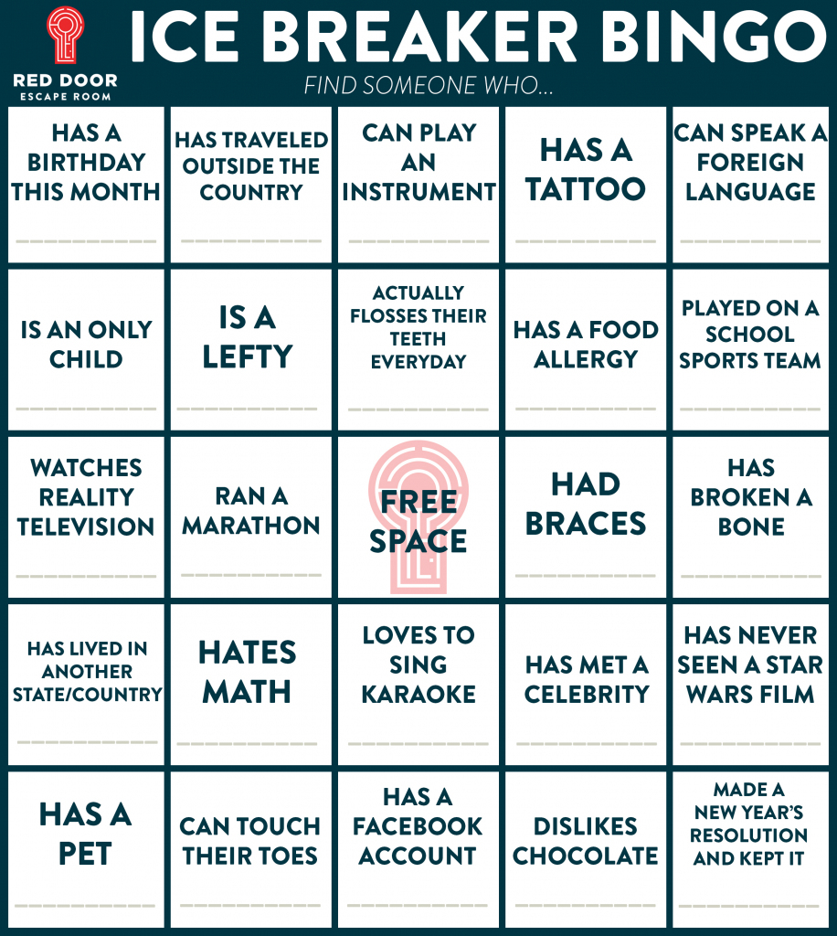 Welcome! | Red Door Blog | Printable Icebreaker Bingo Cards