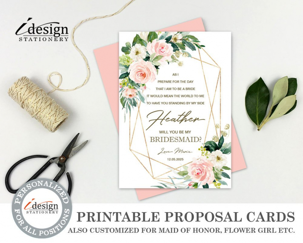 Will You Be My Bridesmaid Card Printable Bridesmaid Proposal | Etsy | Printable Bridesmaid Proposal Cards