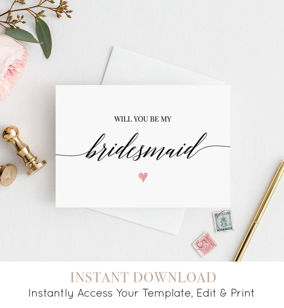Will You Be My Bridesmaid Printable Card Ask To Be | Etsy | Will You Be My Bridesmaid Cards Printable