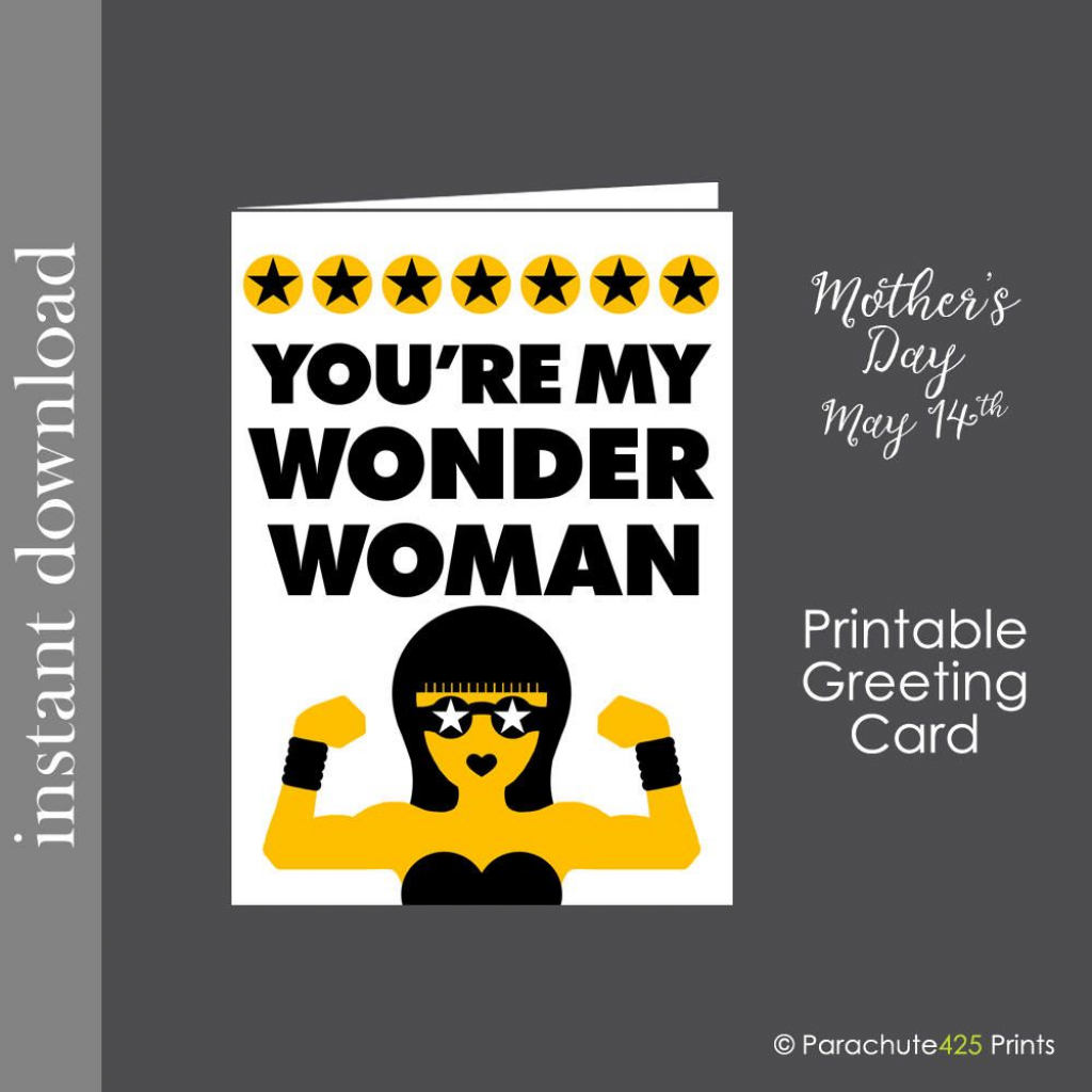 Wonder Woman Card, Printable Card, Female Boss Card, Mothers Day | Boss&amp;amp;#039;s Day Printable Cards