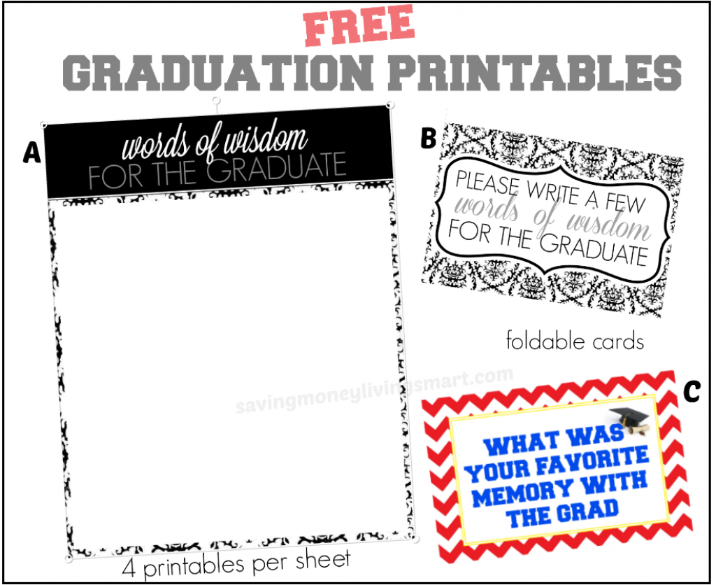 Words Of Wisdom Free Graduation Printables + More | Saving Money | Free Printable Graduation Advice Cards