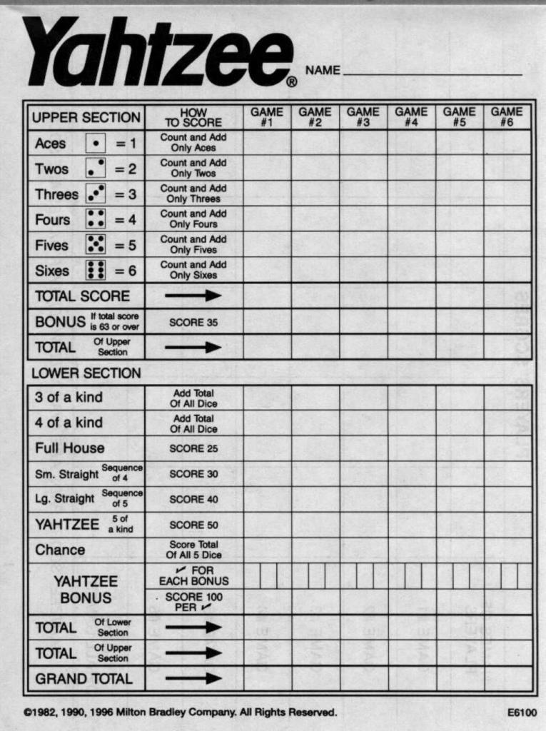 Yahtzee Score Sheets Free Printable | Blank Yahtzee Score Sheet | Printable Yahtzee Score Cards Pdf